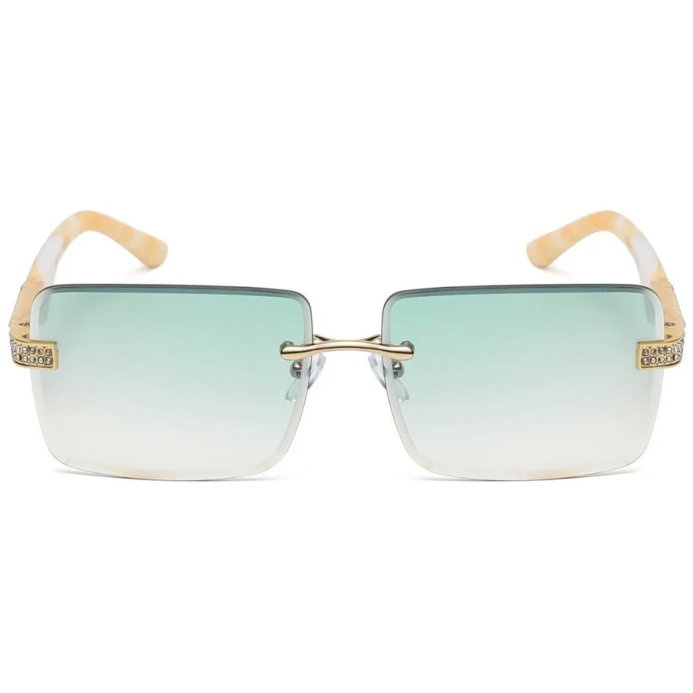 Men Women Sunglasses Square Green Lens Fashion Gold Frame Rapper Icedout Lentes‎